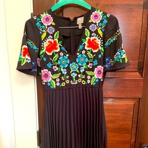 Pleated bottom mini dress